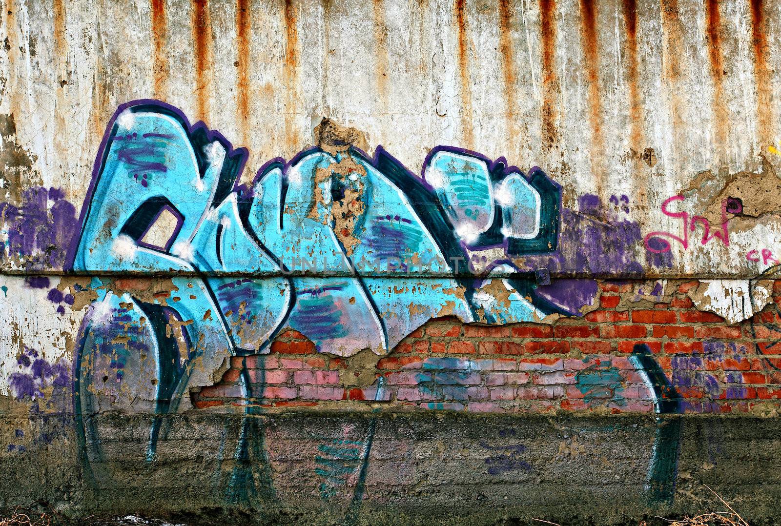 graffiti on old concrete wall