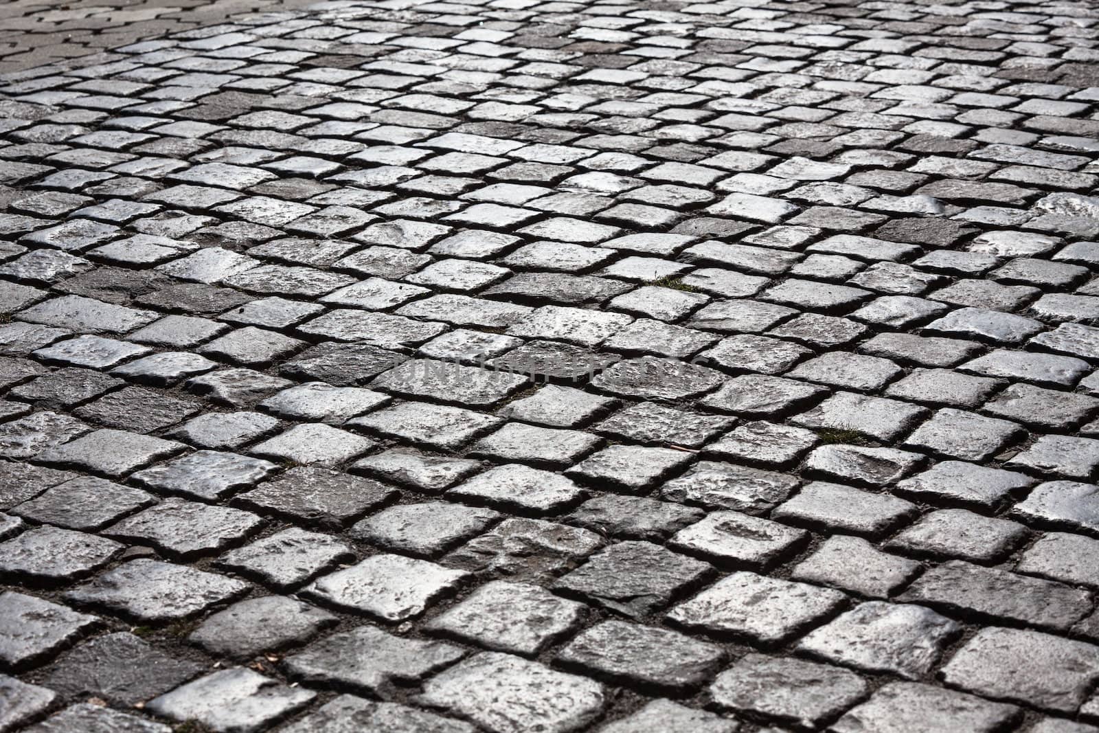 Abstract background of cobble stone road 