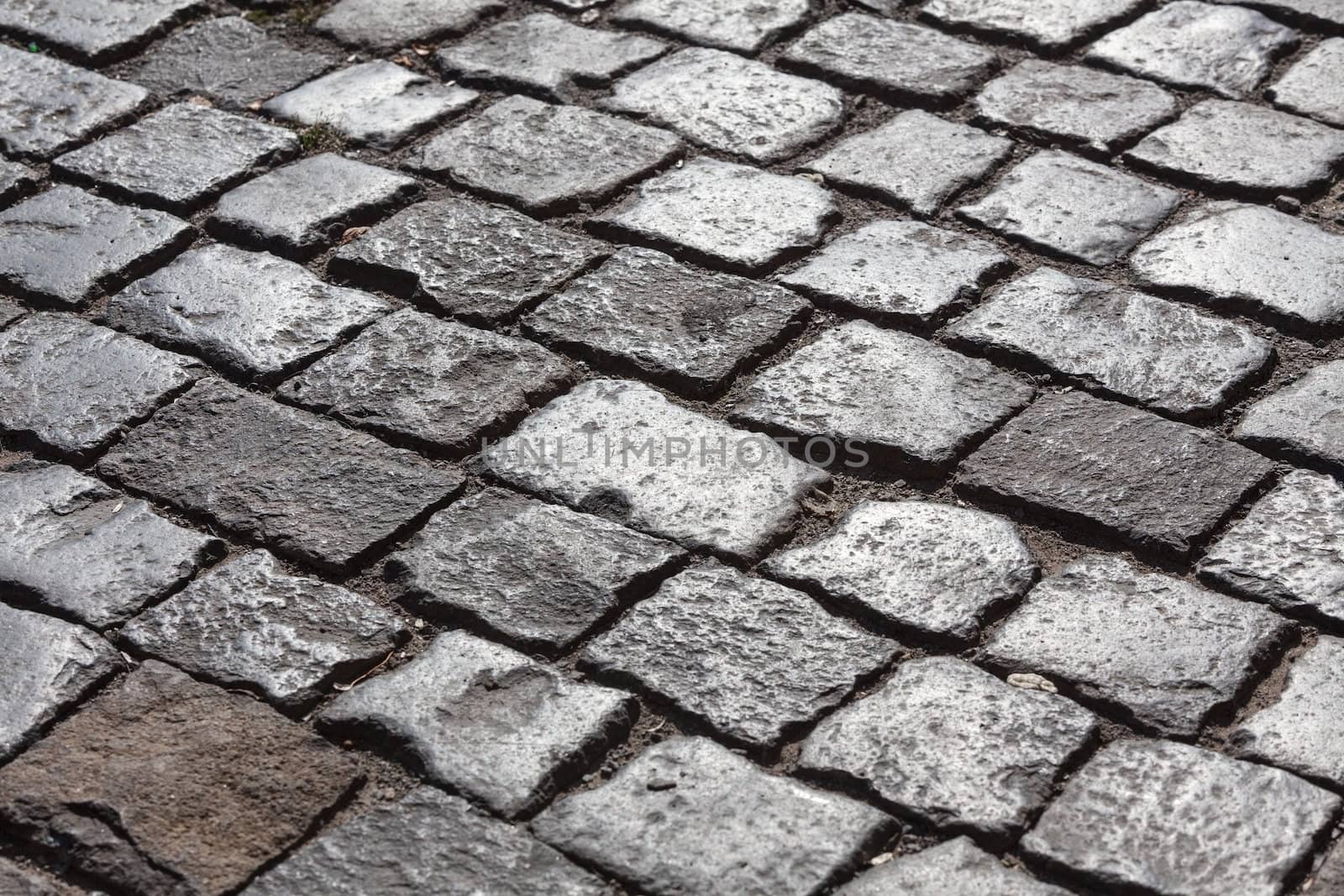 Abstract background of cobble stone road 