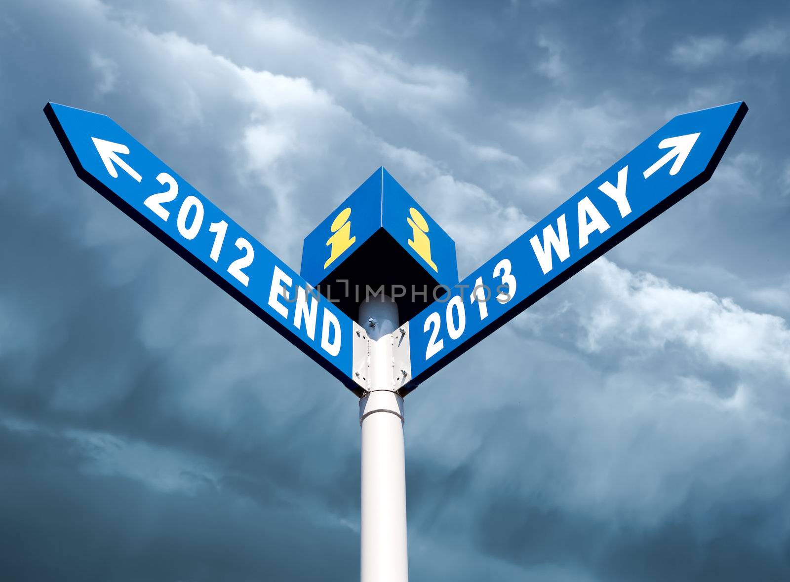 Street post with 2012 end and 2013 way signs