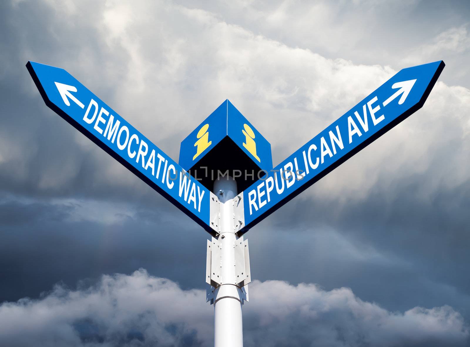 election choice conceptual post with democratic way and republican ave