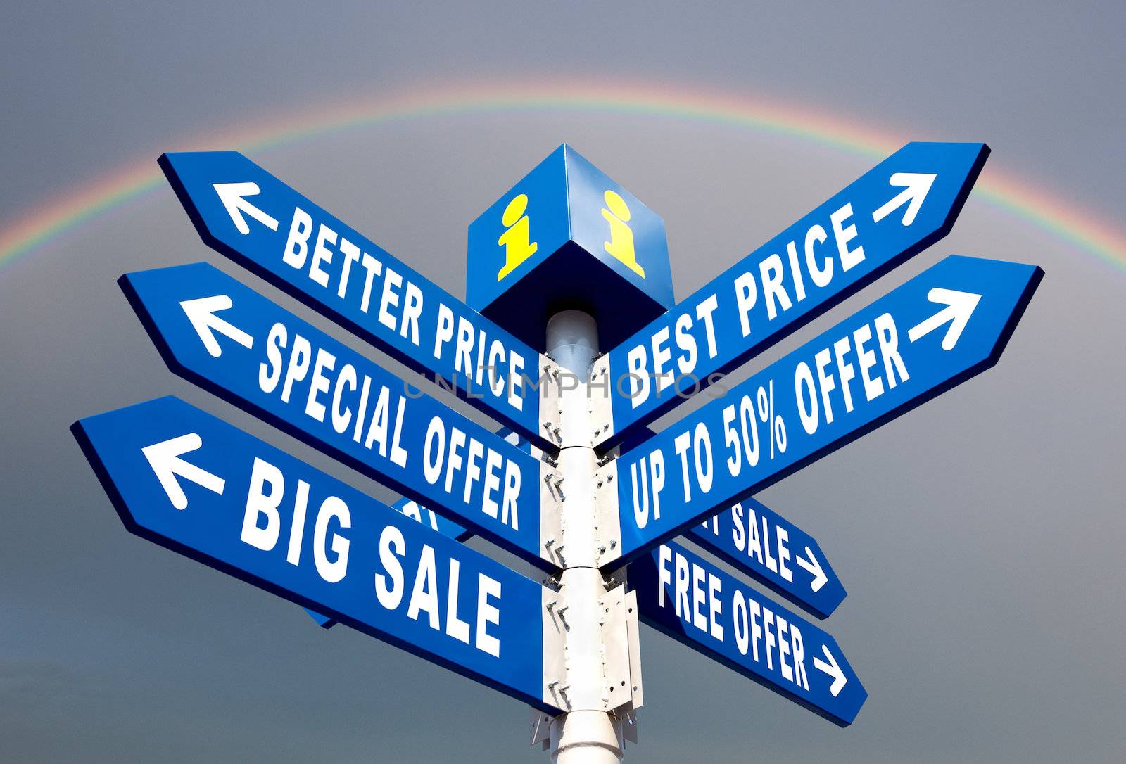 Big Sale, Better Price and Special Offer Directional Road Signs