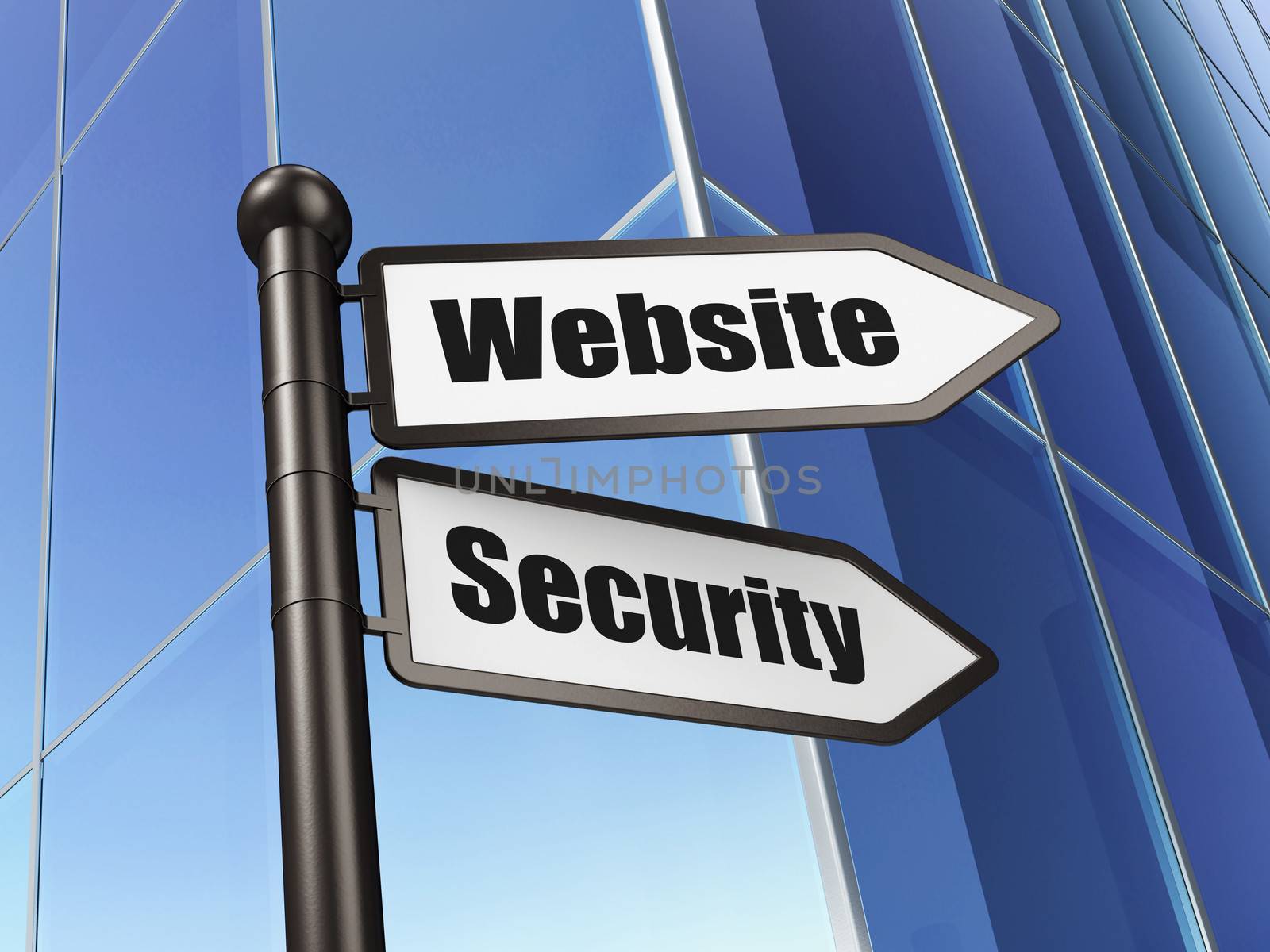 Web development concept: Website Security on Building background, 3d render