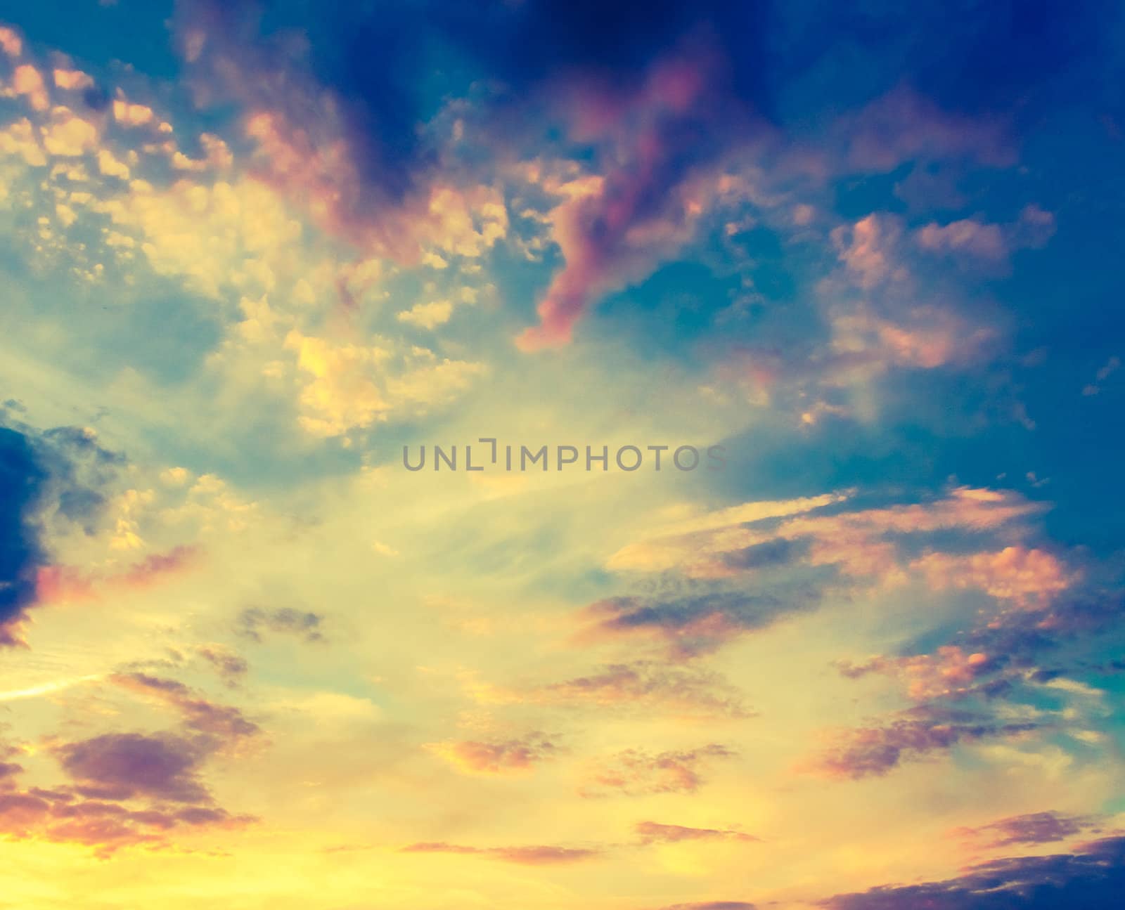 Bright Blue Color Sunset Sky