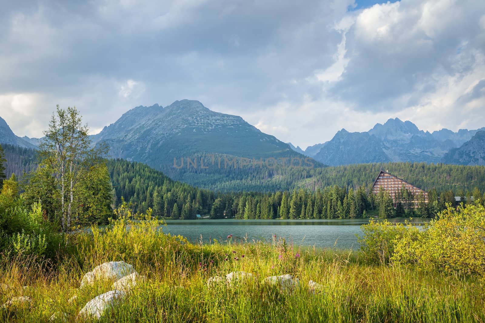 Mountain lake in National Park High Tatra. Strbske pleso, Slovakia, Europe