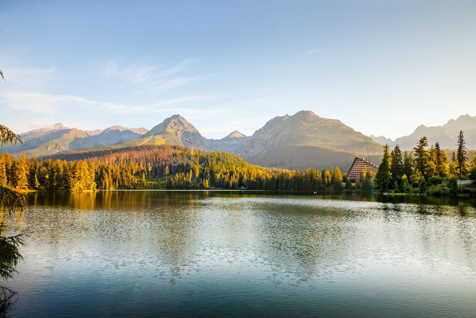 Mountain lake in National Park High Tatra. Strbske pleso, Slovakia, Europe