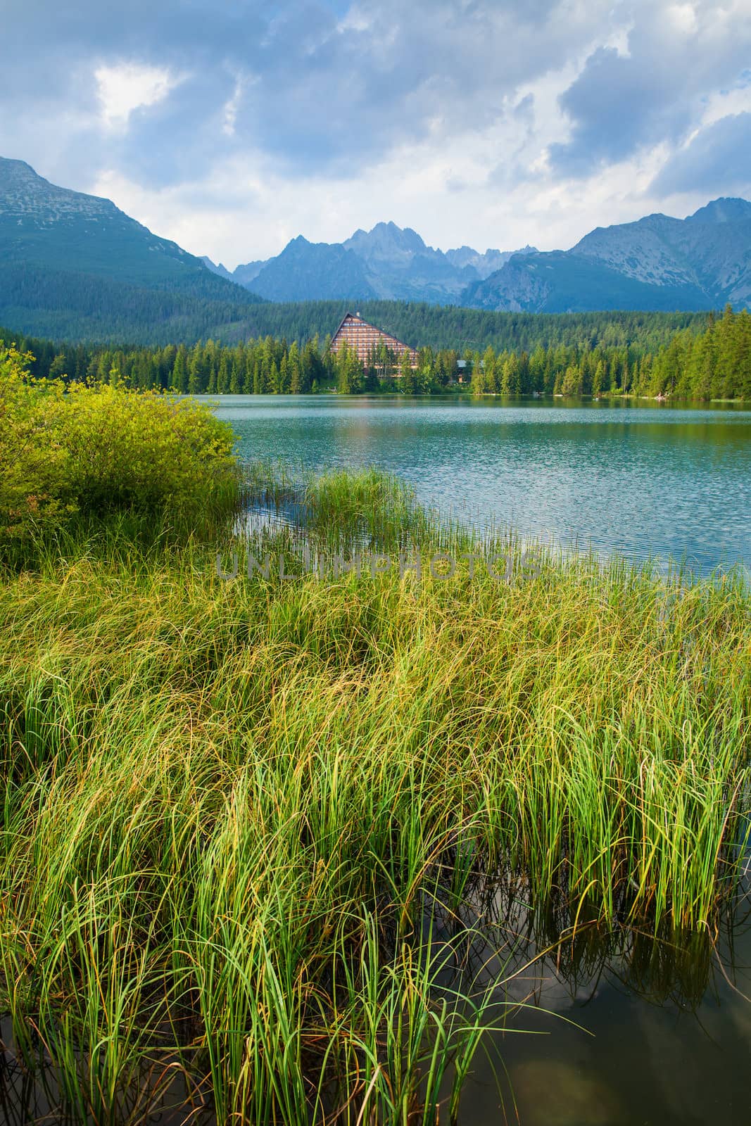 Mountain lake in National Park High Tatra. Strbske pleso, Slovakia, Europe