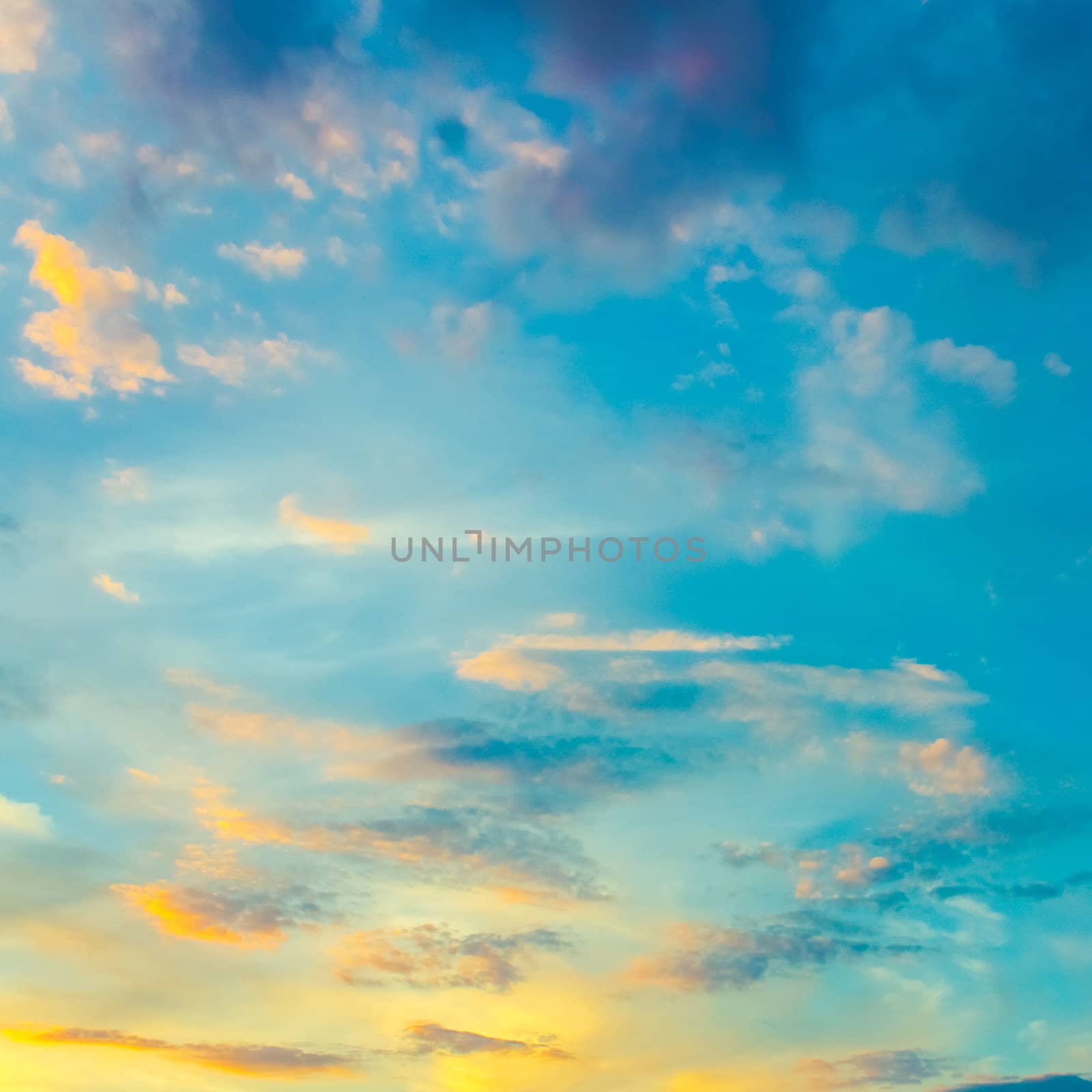 Bright Blue Color Sunset Sky