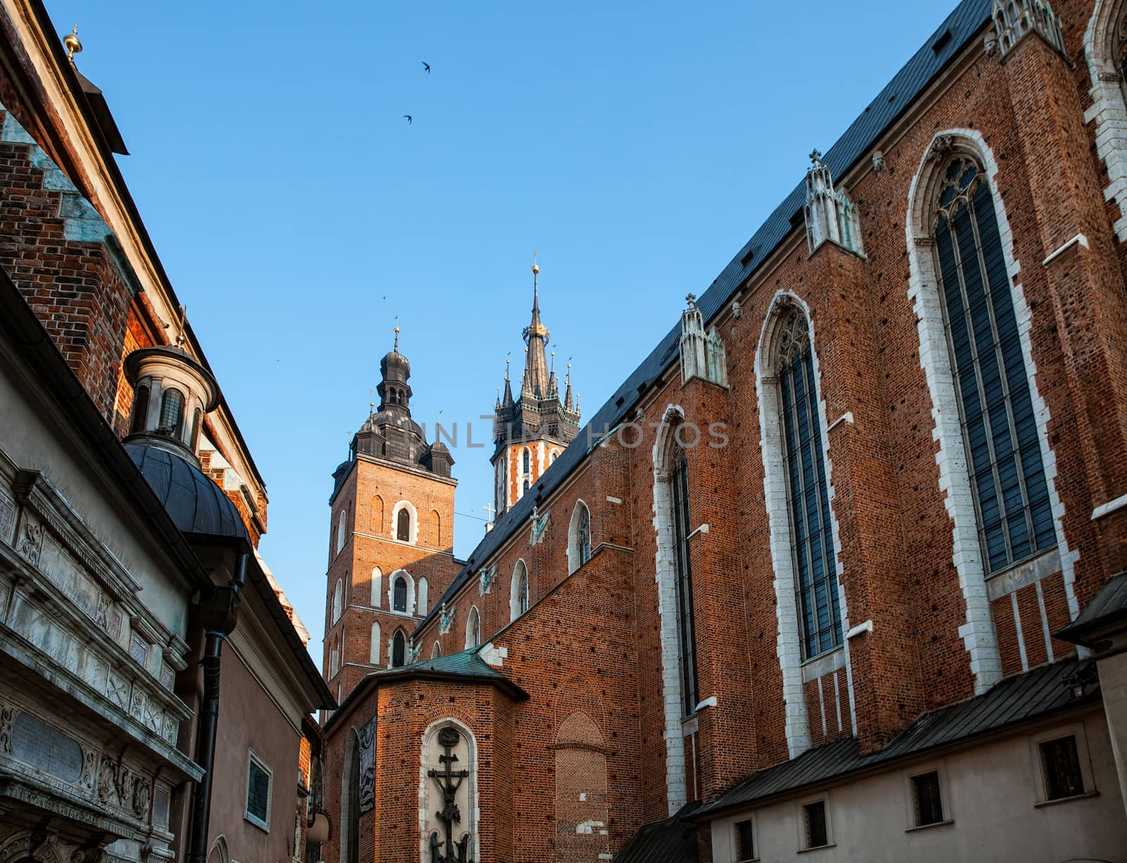 The St Mary church at the market in Krakow. Poland.