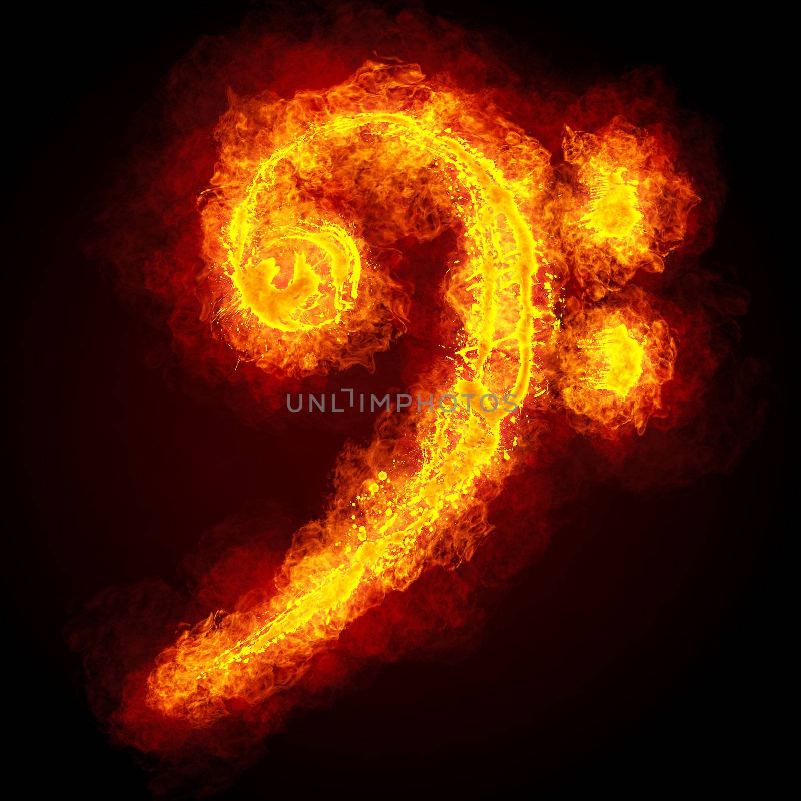  Fiery musical bass key note symbol on black background