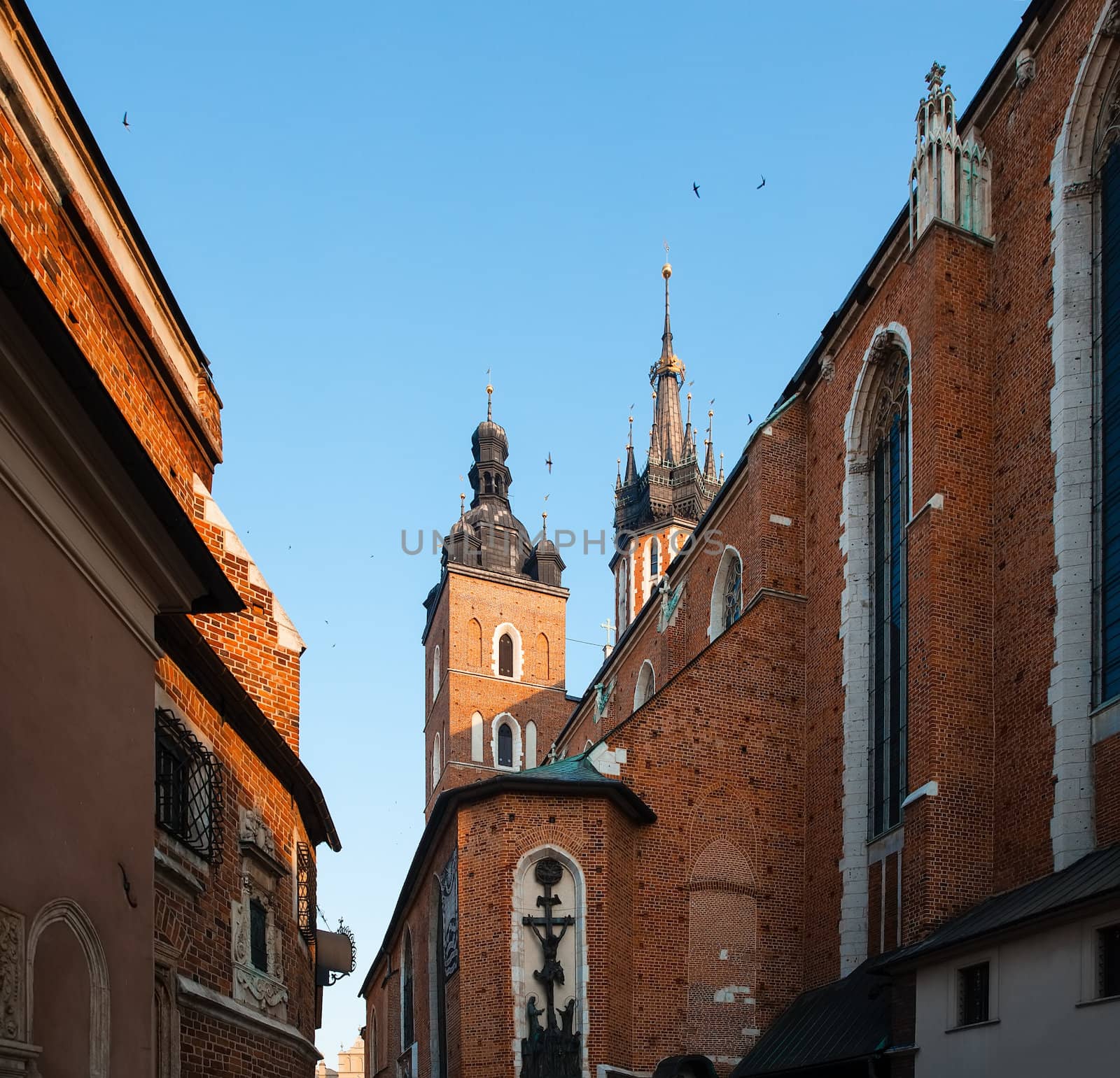 The St Mary church at the market in Krakow. Poland.