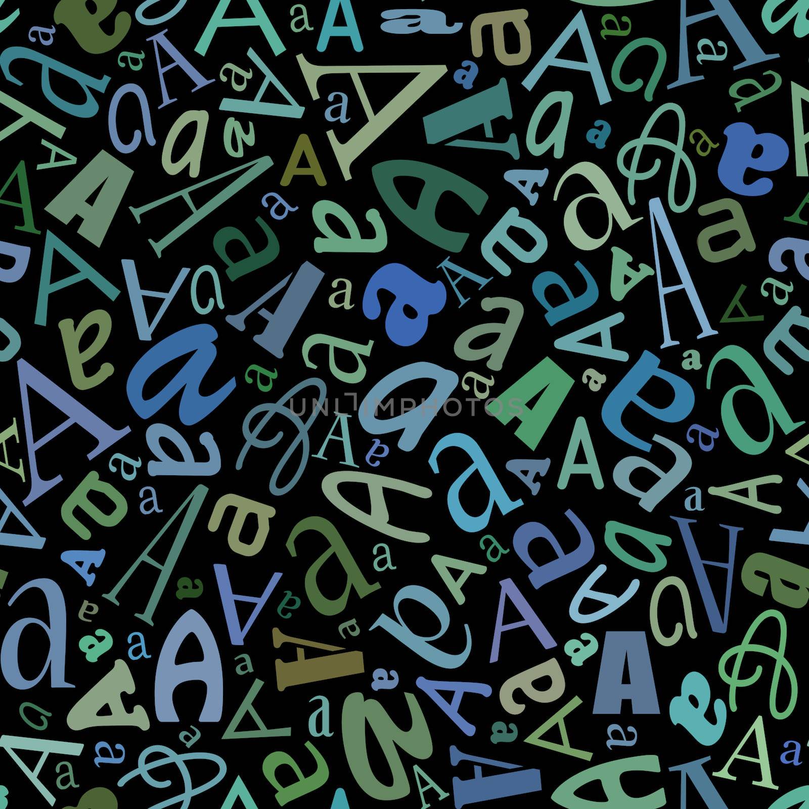 Seamless texture. Color letters A on black