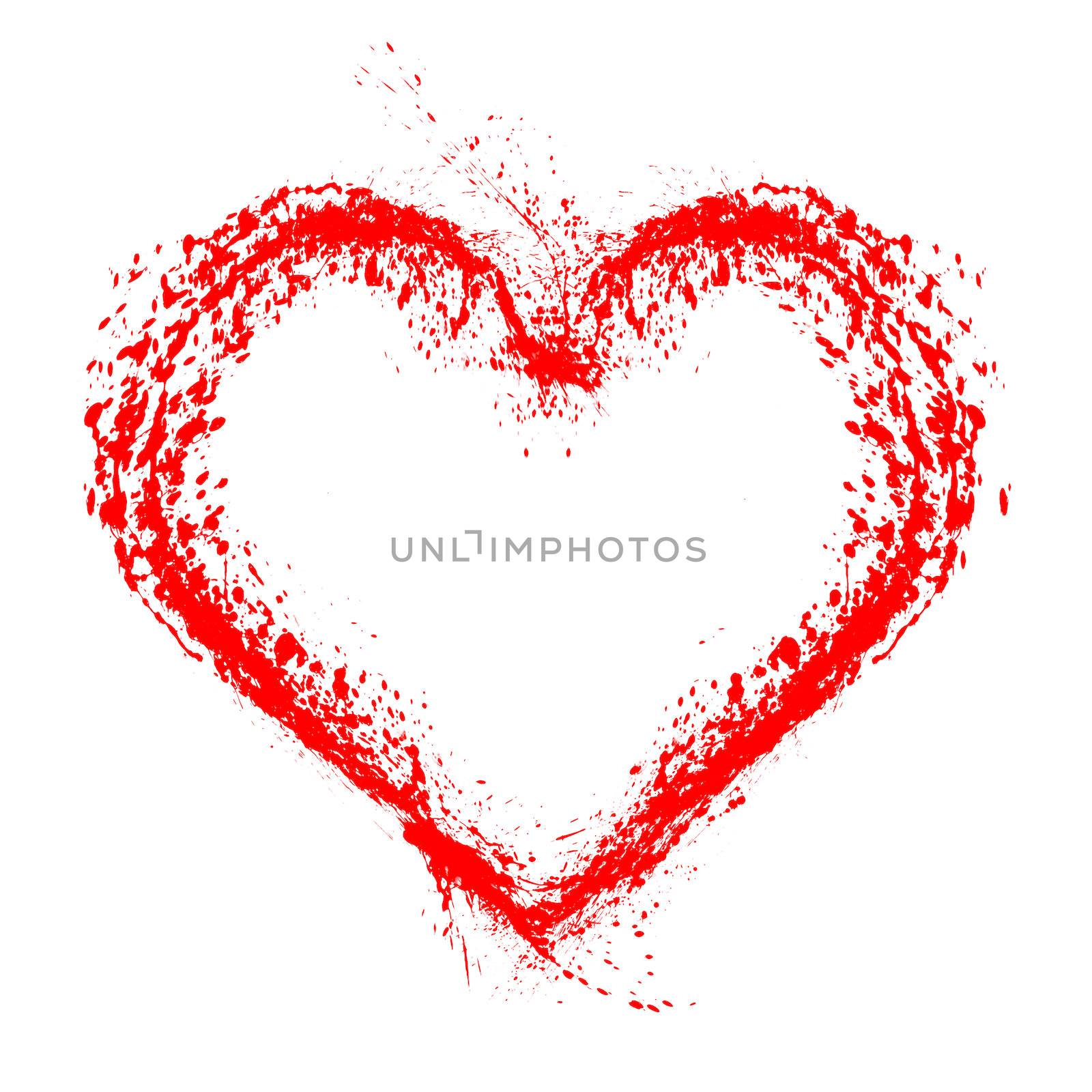 Abstract Valentine red heart on white background