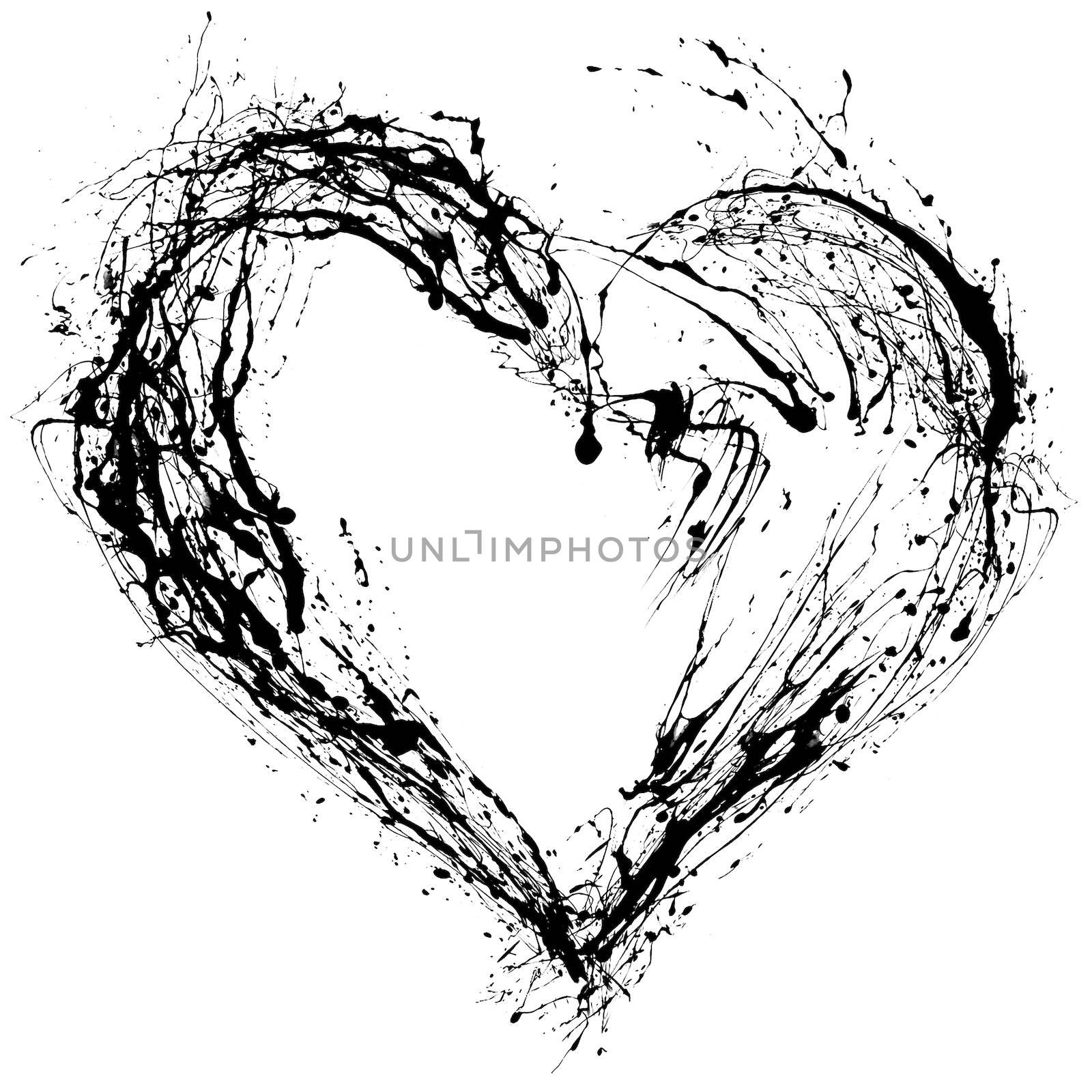 Abstract Valentine black heart on white background