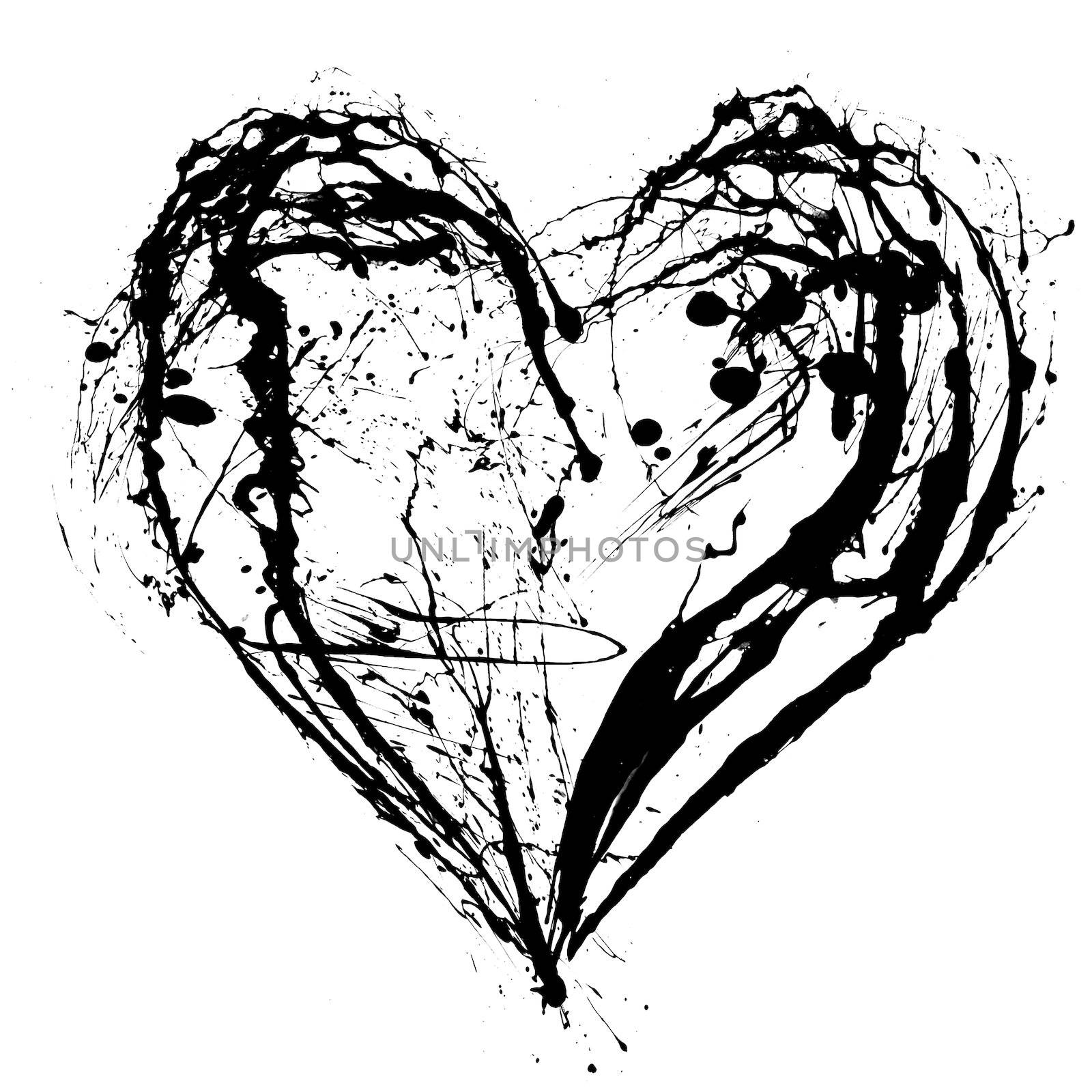 Abstract Valentine black heart on white background