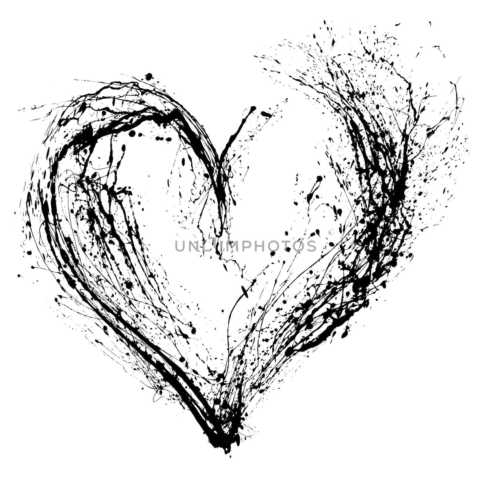 Abstract Valentine black heart on white background