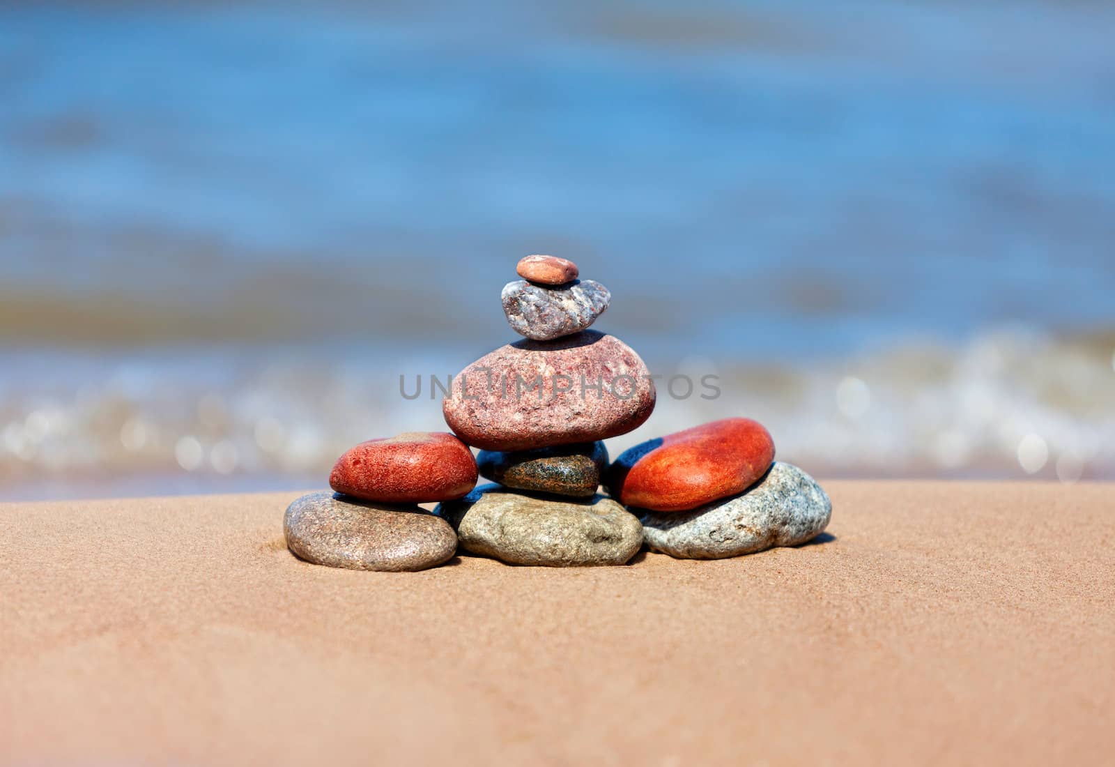 Heap of stones against the sea