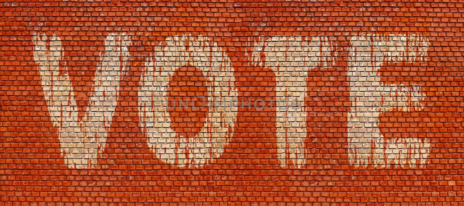 Word Vote on red brick wall background