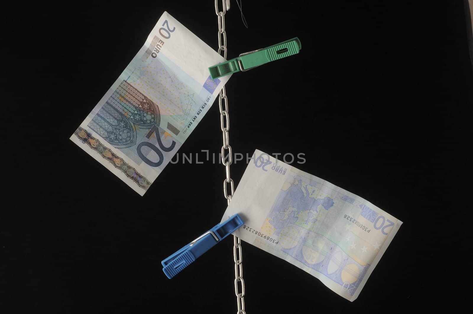 Euro currency on a black background