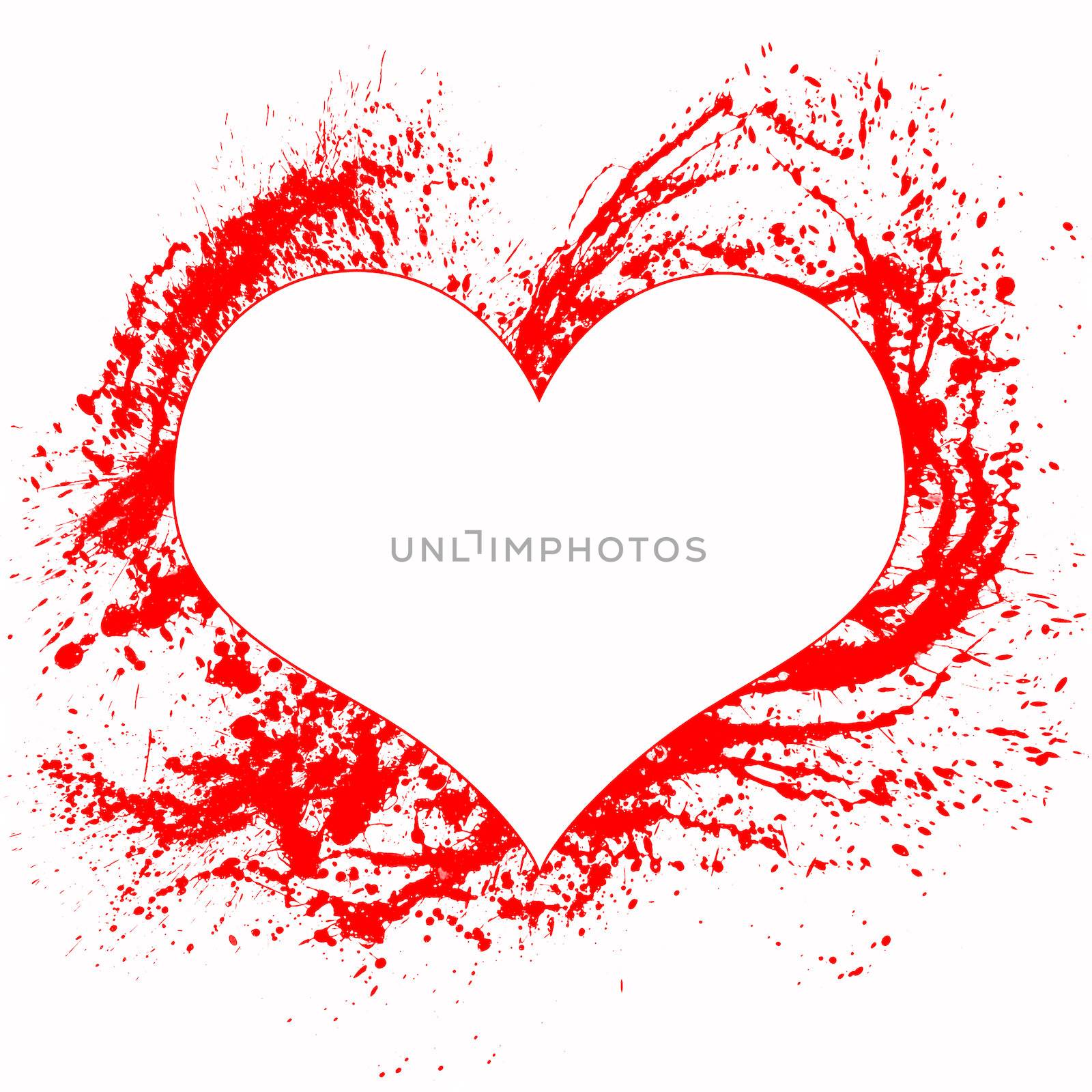 Abstract Valentine red heart on white background