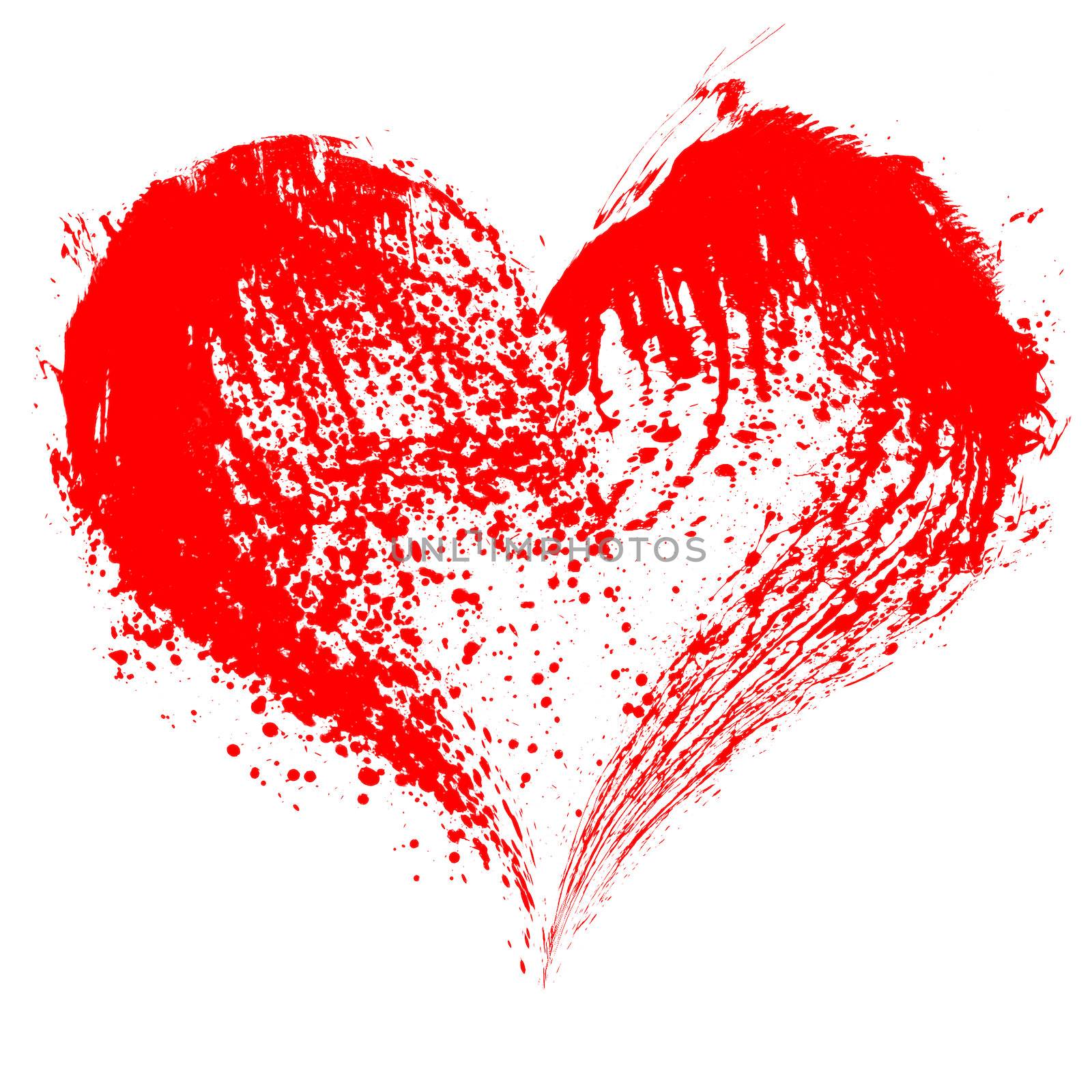 Abstract Valentine red heart on white background