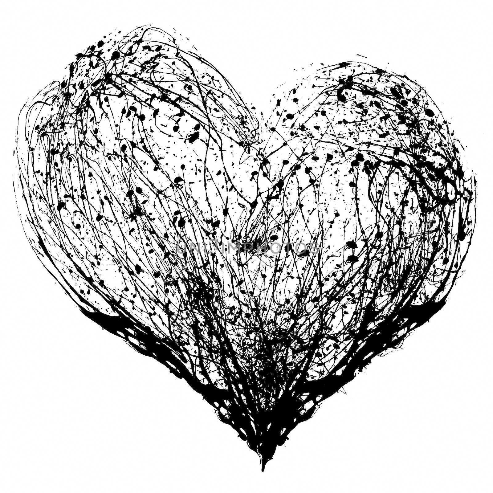 Abstract Valentine black heart on white background