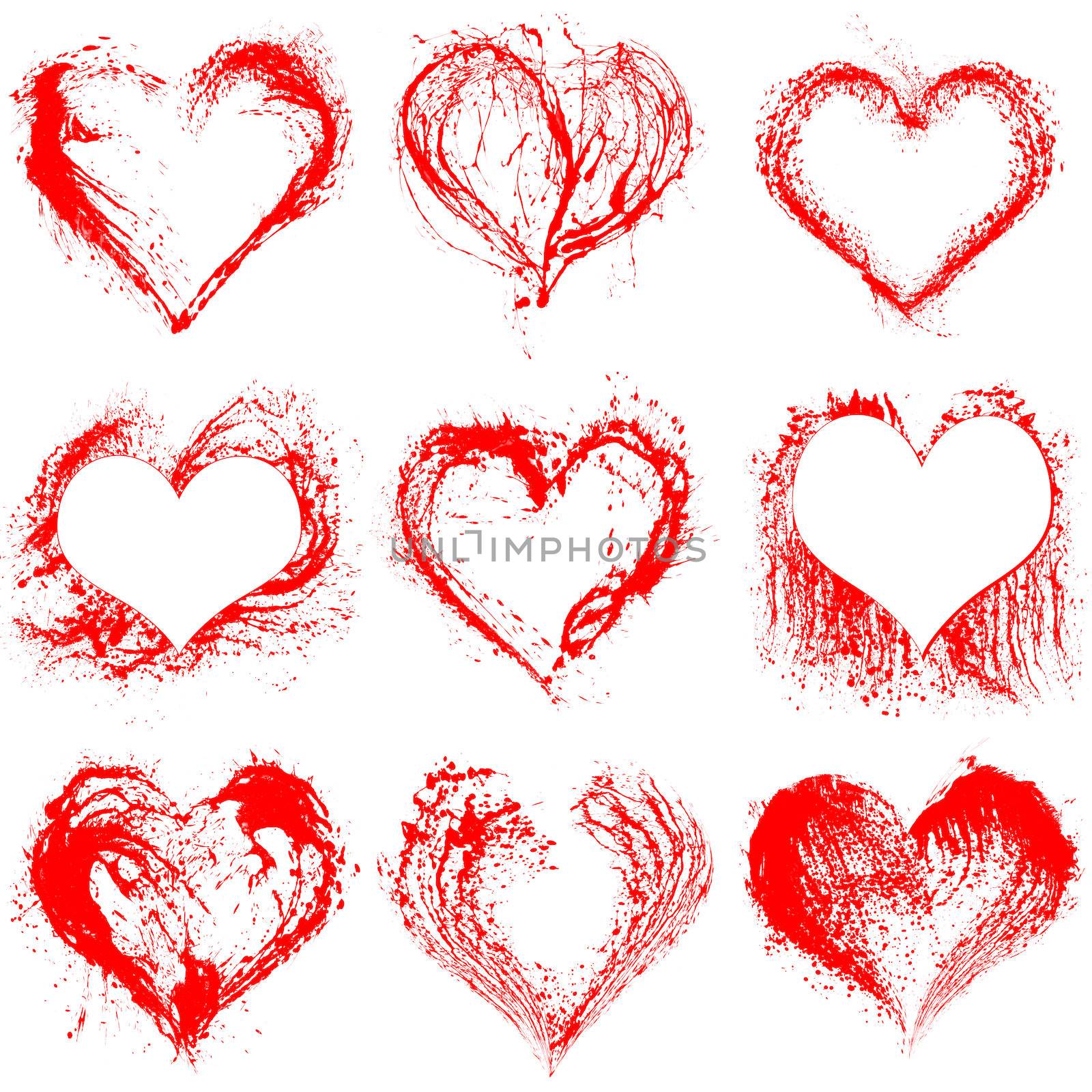 Abstract Valentine red heart on white background