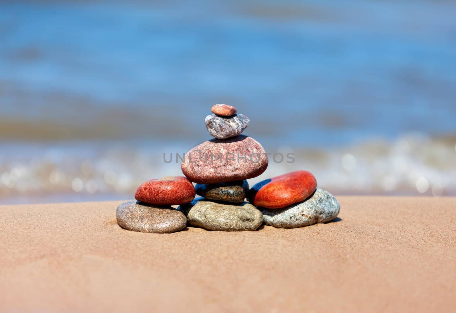 Heap of stones against the sea