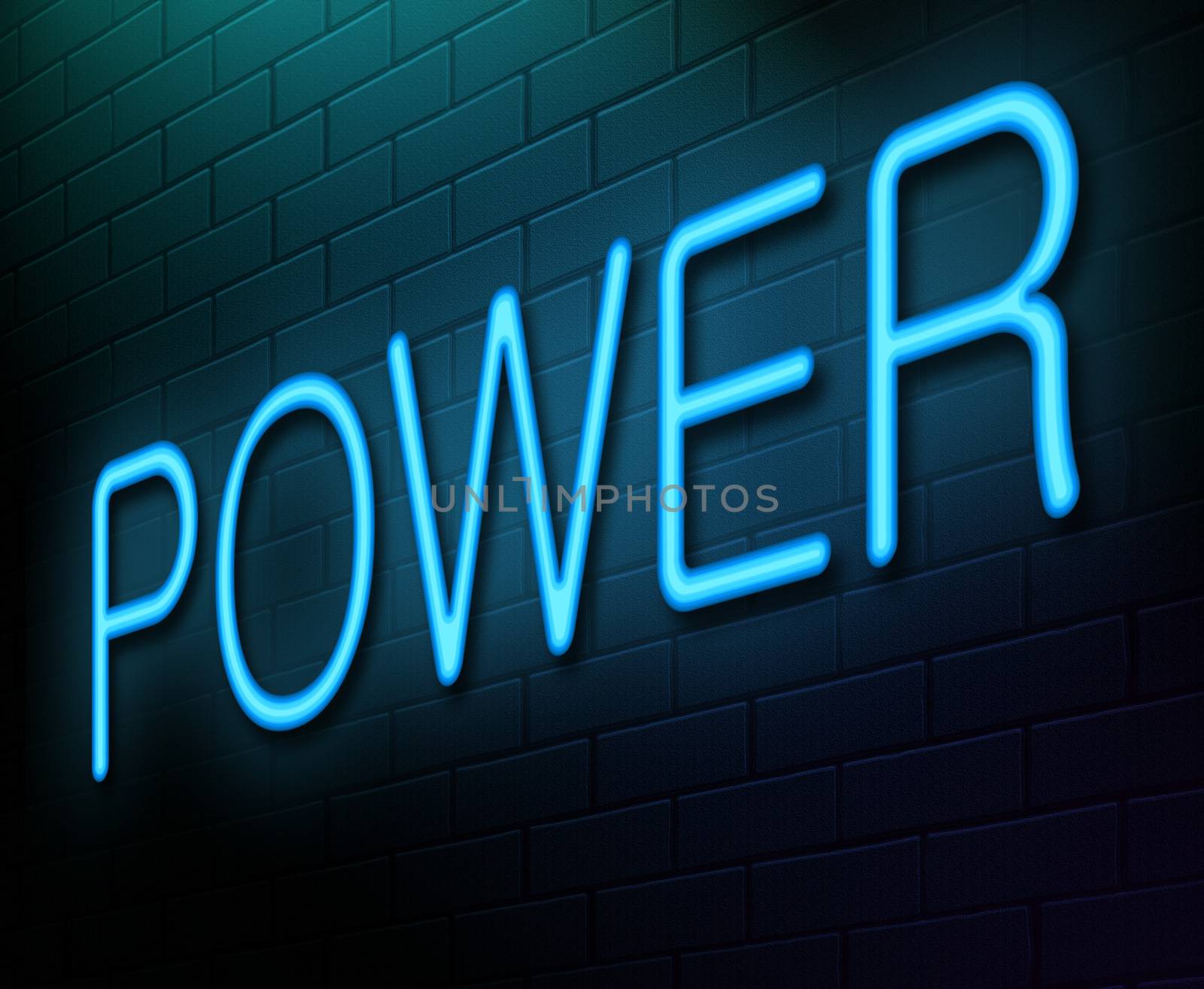 Illustration depicting an illuminated neon sign with a power concept.