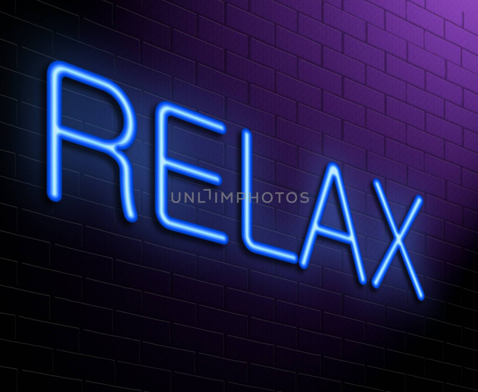 Illustration depicting an illuminated neon sign with a relax concept.