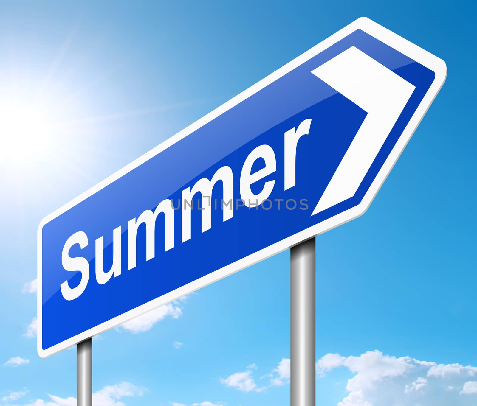 Illustration depicting a sign with a Summer concept.