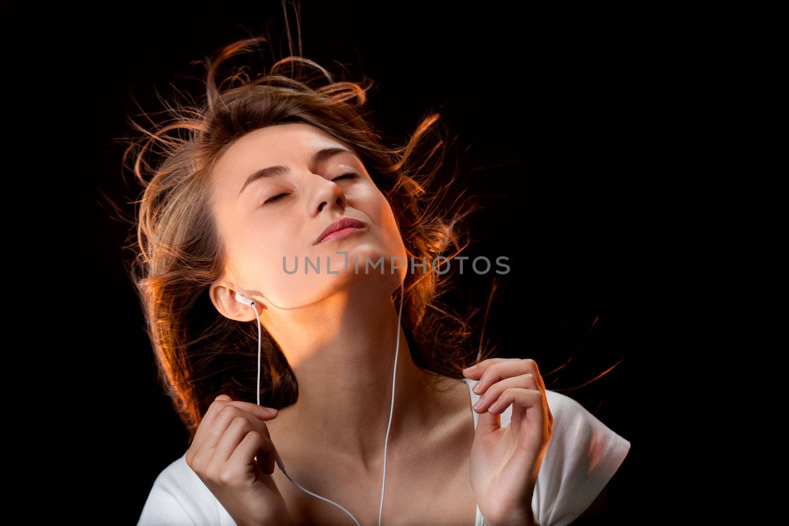 Beautiful Woman Listening Music