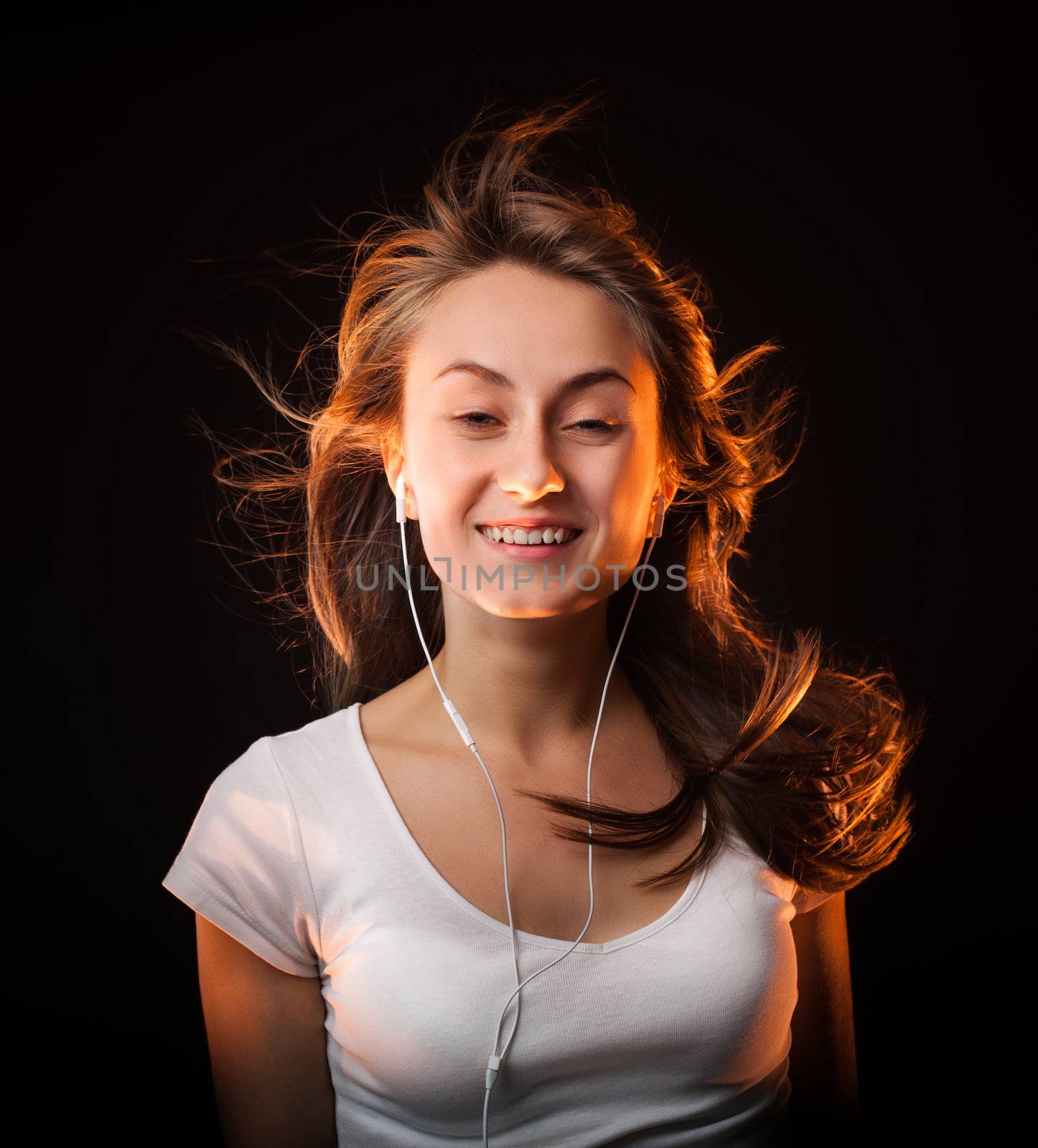 Beautiful Woman Listening Music