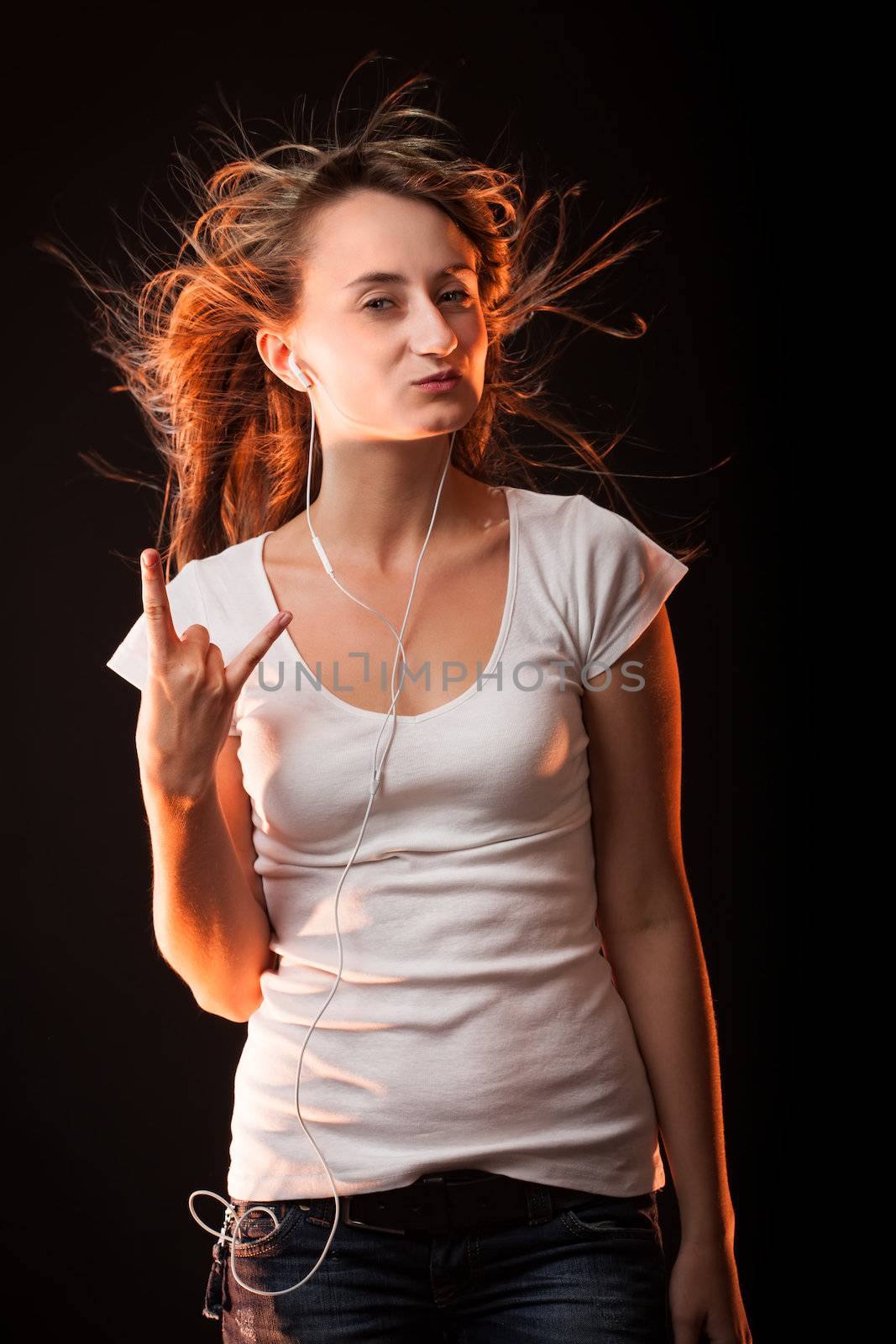 Beautiful Woman Listening Music