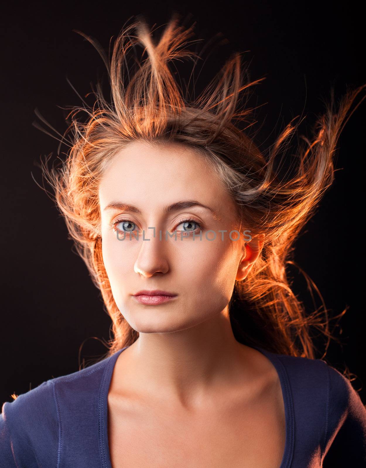 woman with hair flying by palinchak