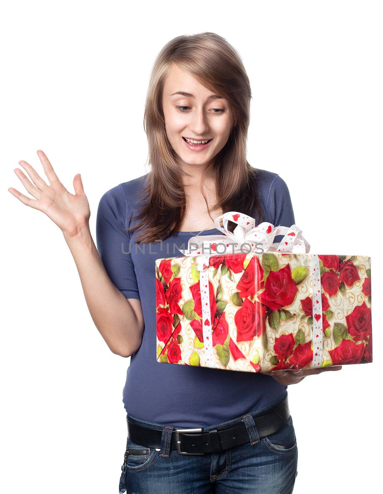 woman holding a gift box by palinchak