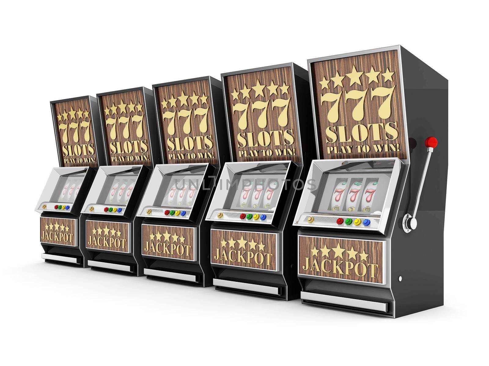 slot machine, gamble machine on a white background