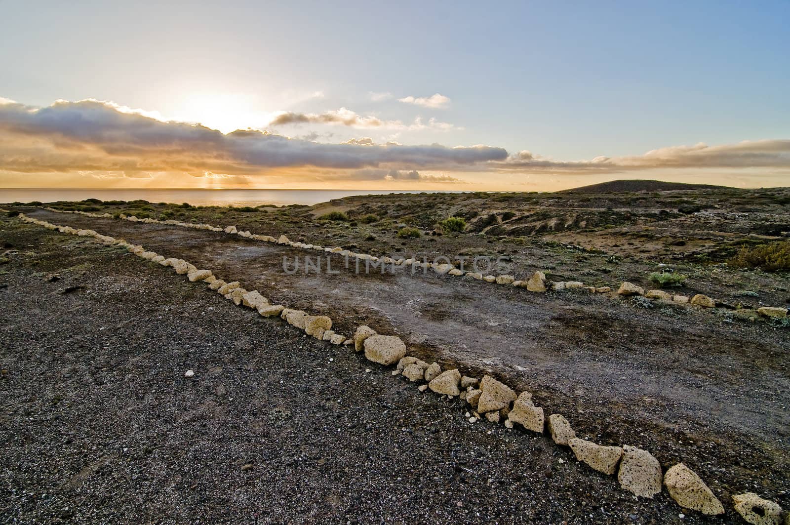 Pathway that conduce to the ocean, El Medano, Tenerife, Spain