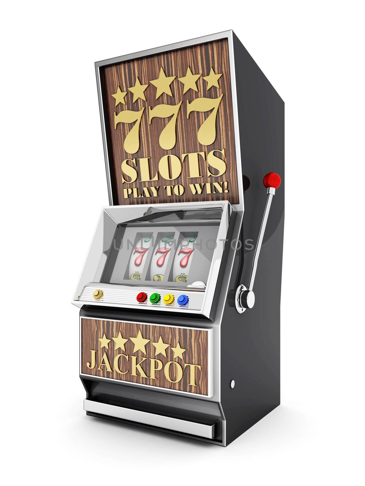 slot machine, gamble machine on a white background