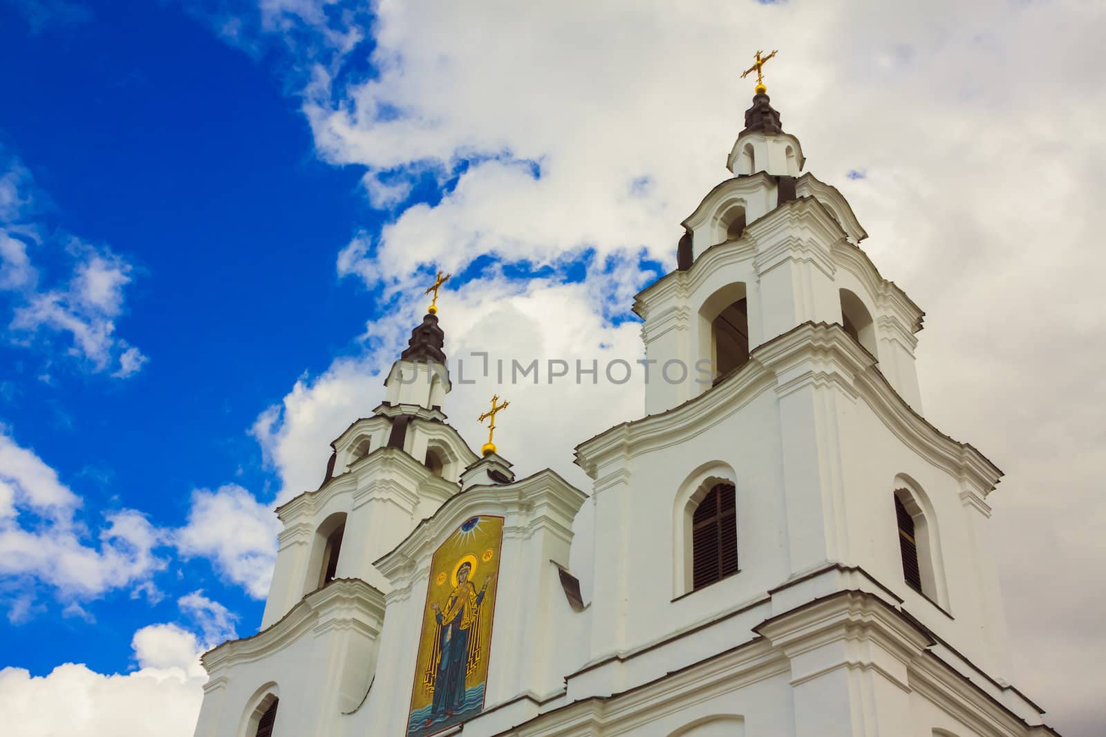 Golden Dome Of The Orthodox Church In Central Russia On The Blue Sky Background