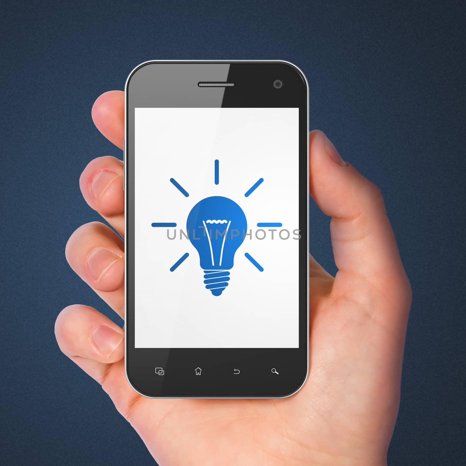 Finance concept: smartphone with Light Bulb. by maxkabakov