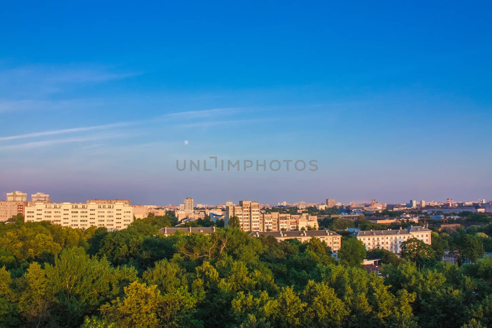 Minsk (Belarus) City Quarter With Green Parks Under Blue Sky by ryhor