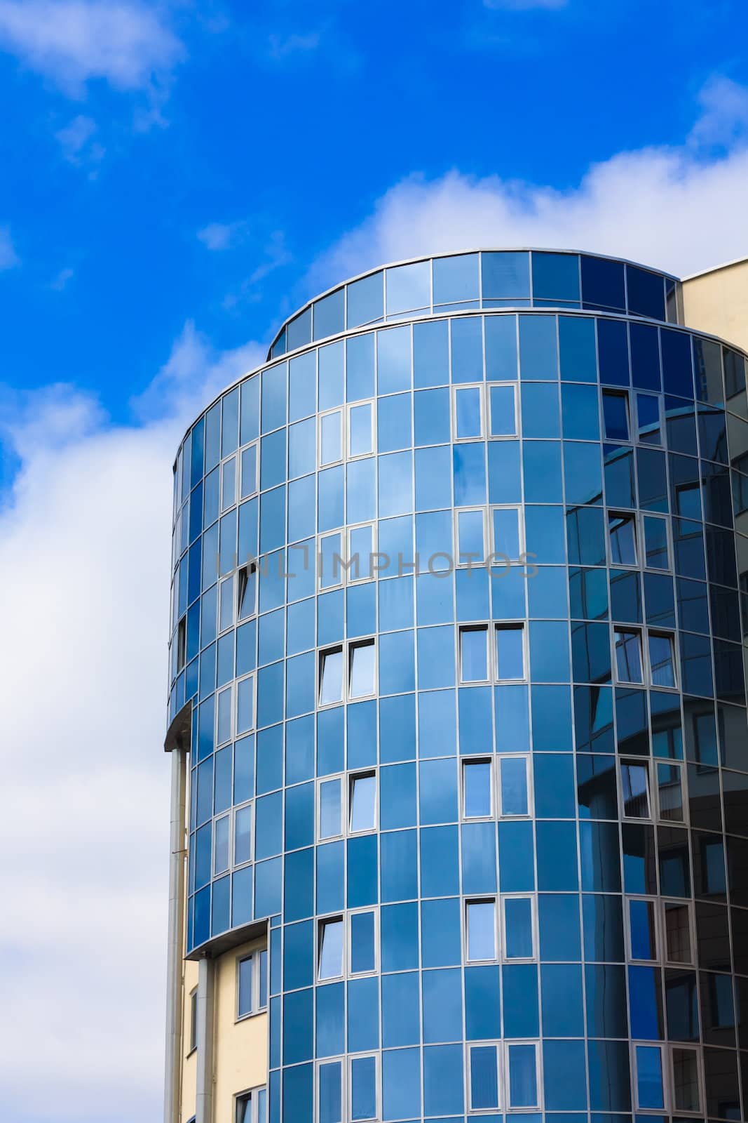 Modern Blue Glass Wall Of Skyscraper  by ryhor