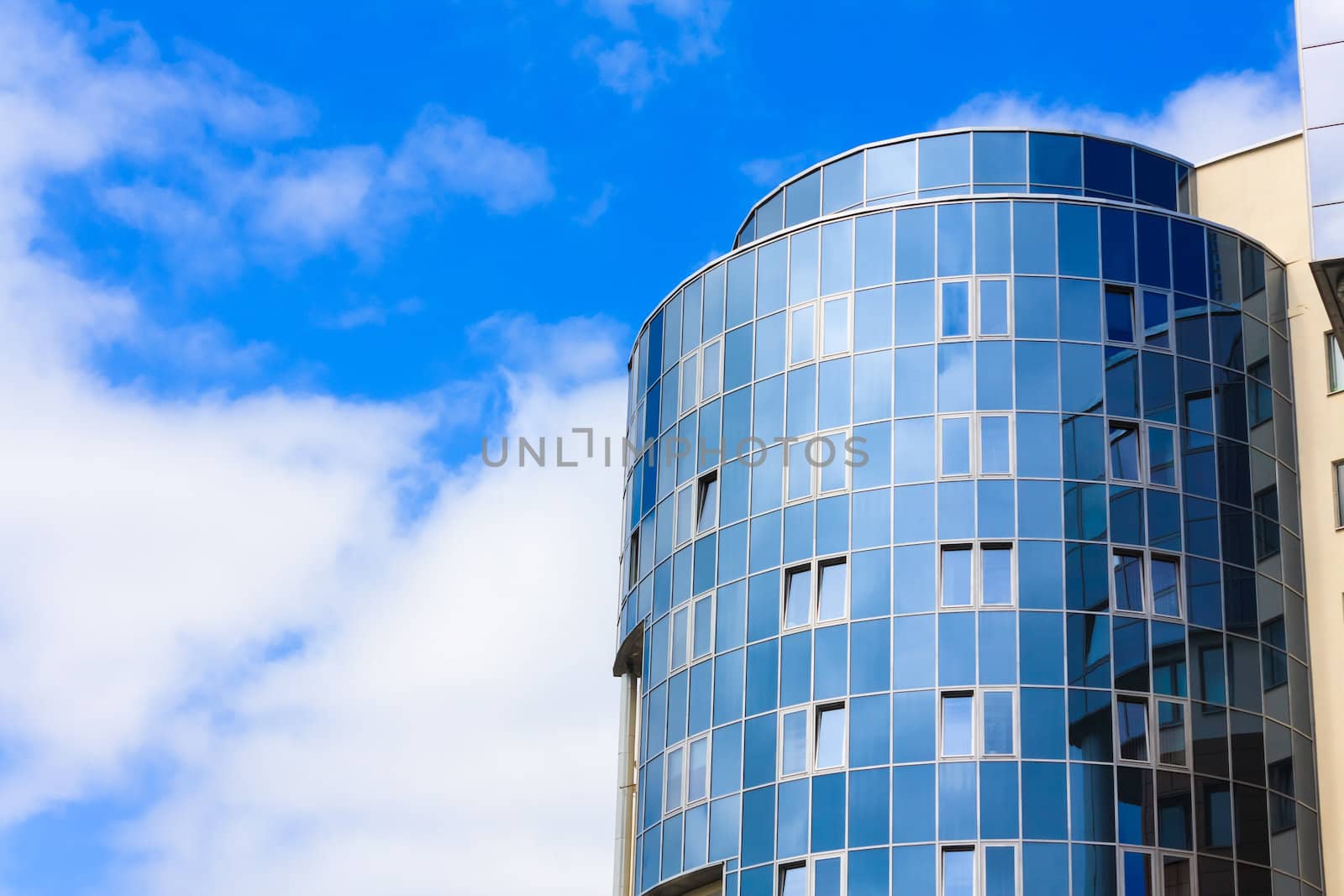 Modern Blue Glass Wall Of Skyscraper  by ryhor