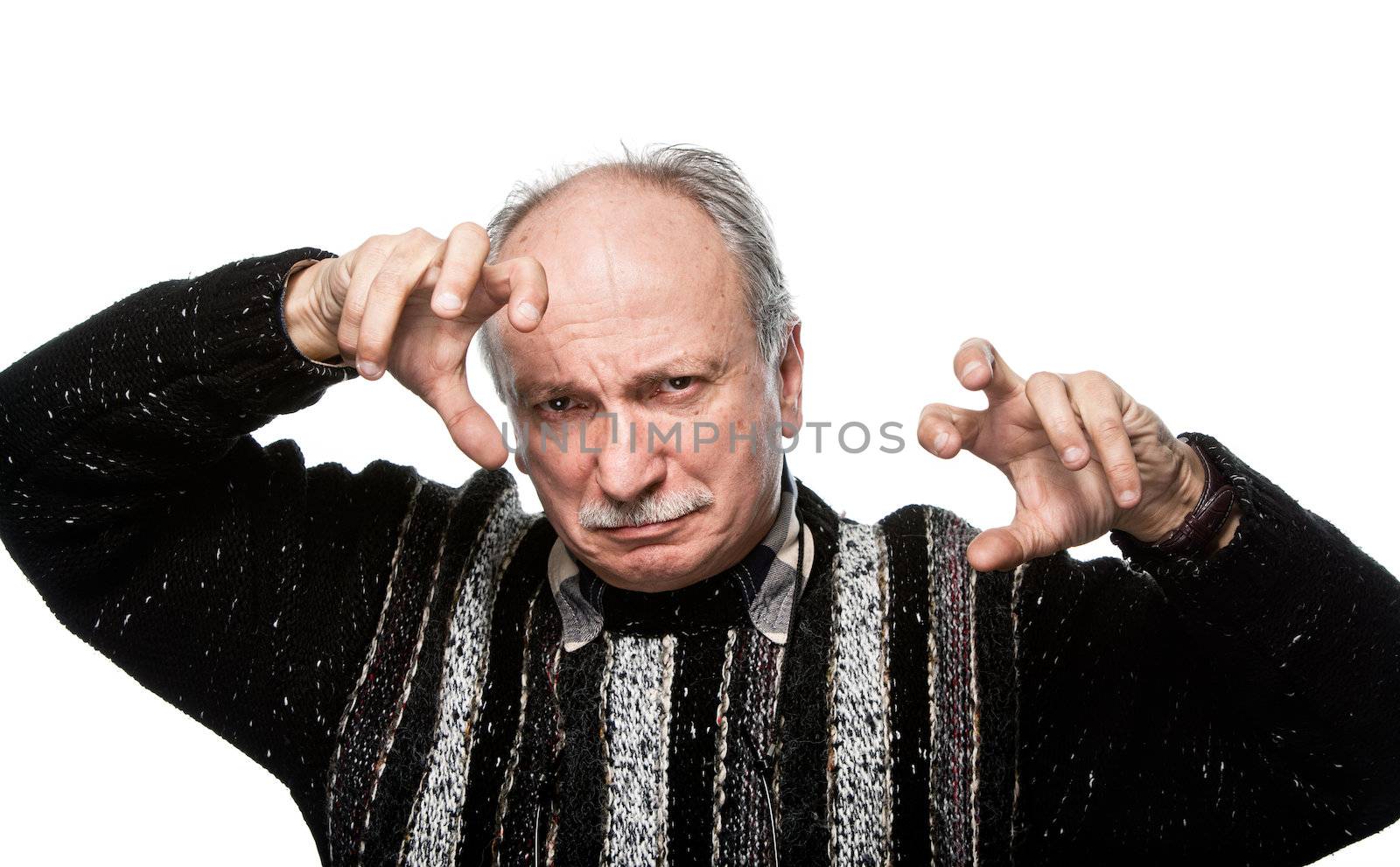 gesticulating elderly man by palinchak