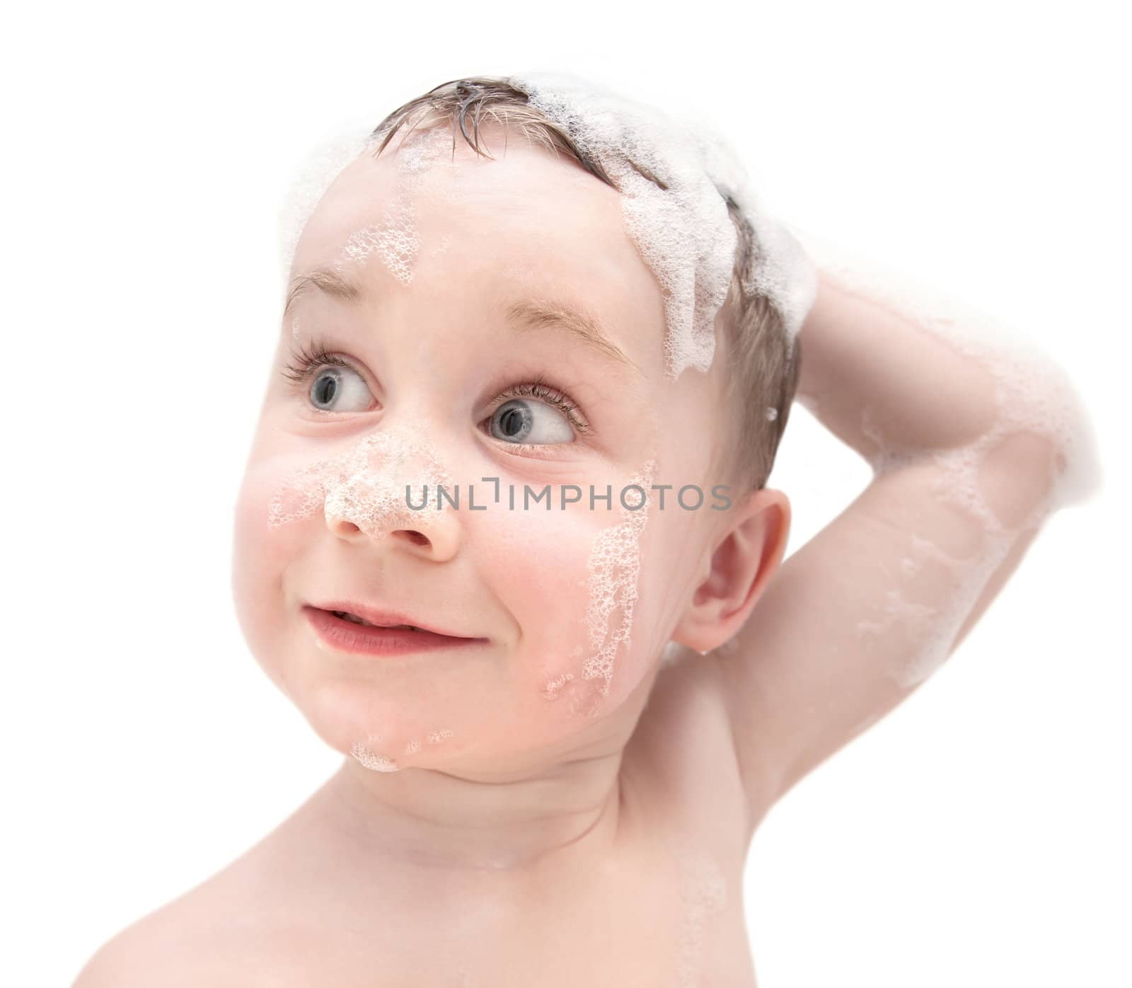 Boy washing in the bathroom