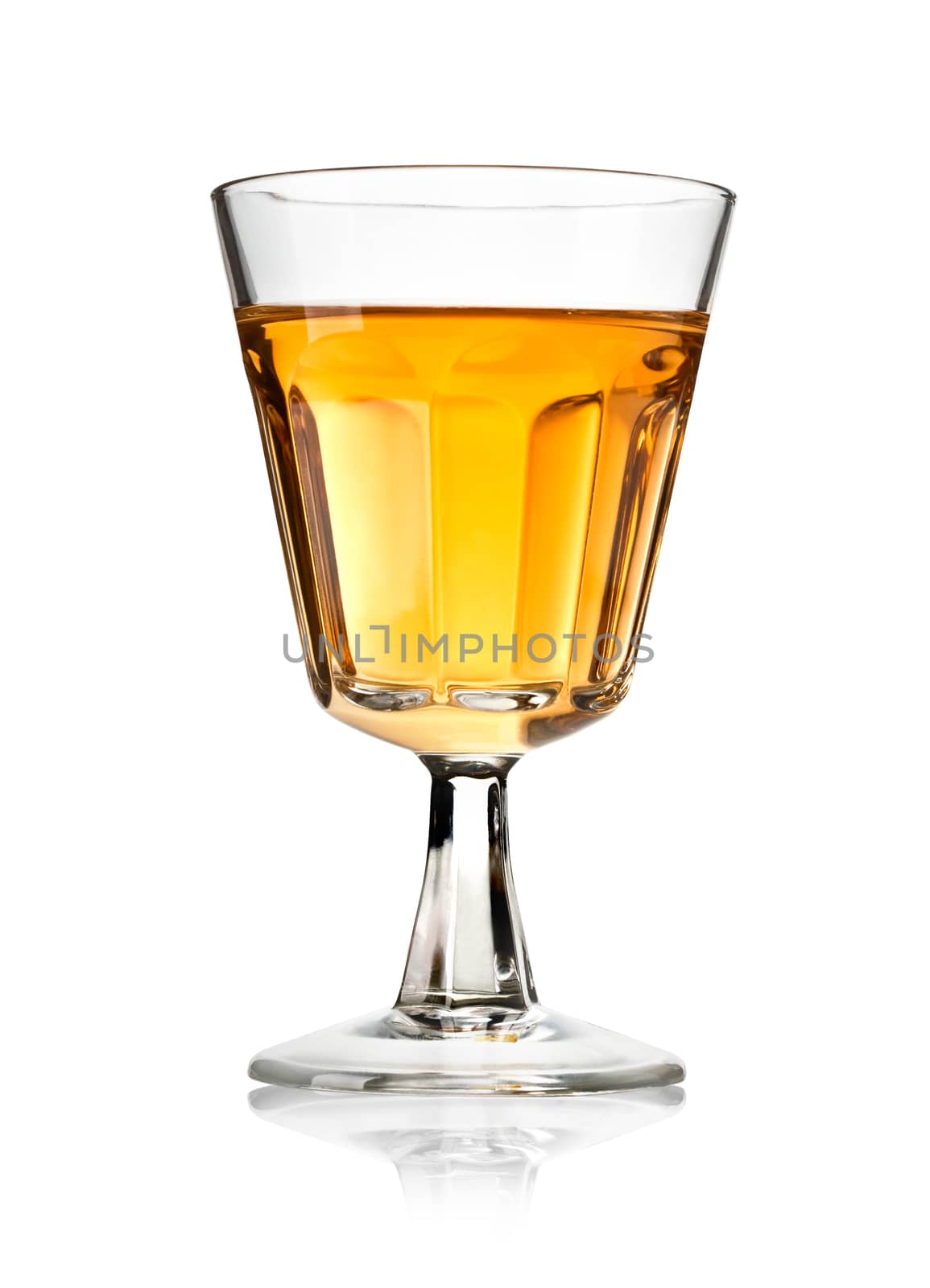 Wineglass with dessert wine isolated. With clipping path