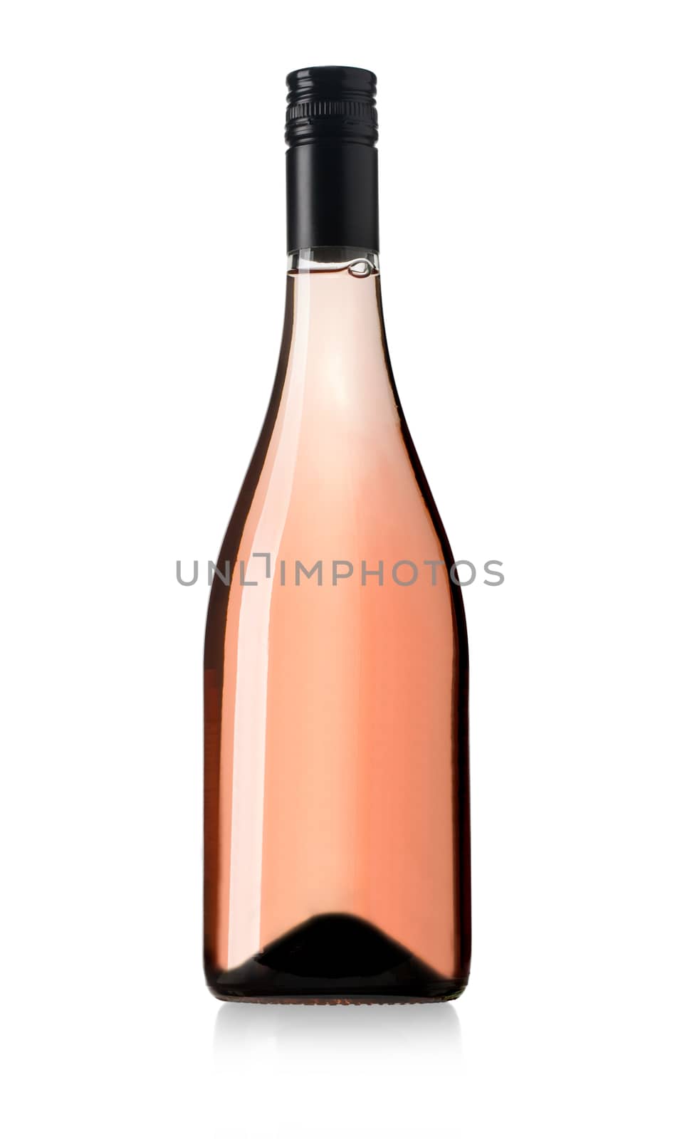  rose wine bottles isolated on white background. With clipping path