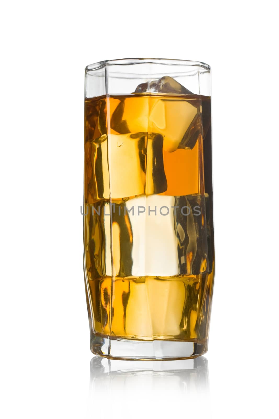 A glass of Ice Tea on white. With clipping path