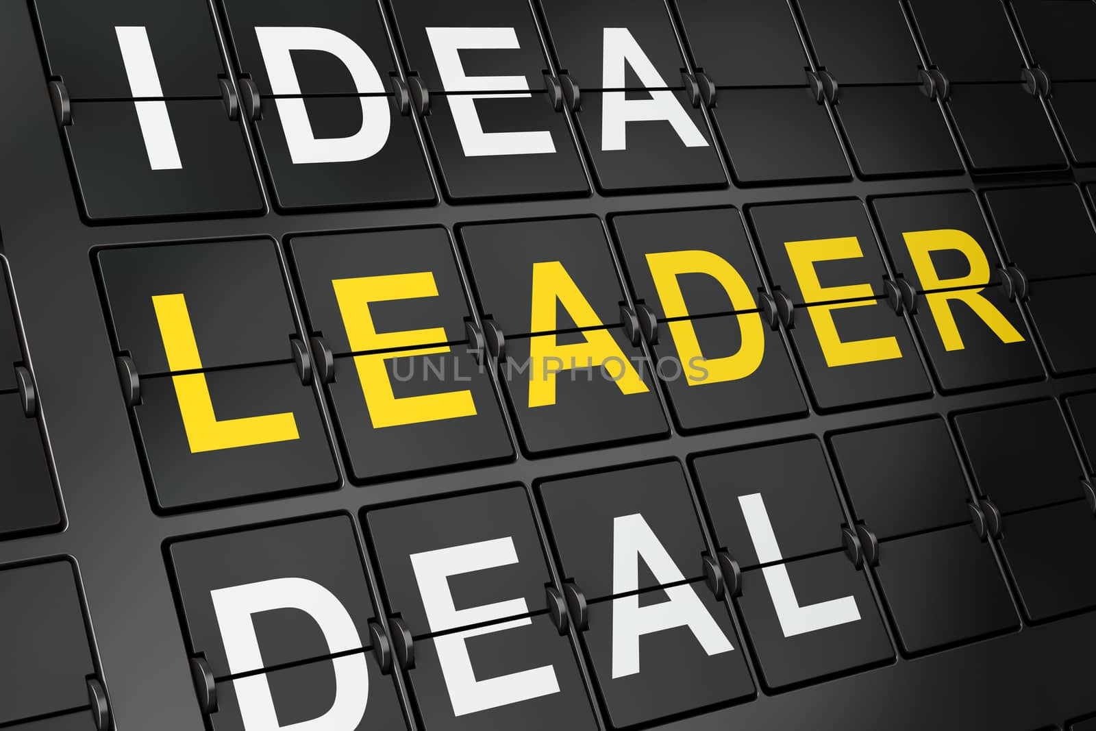Finance concept: Leader on airport board background, 3d render